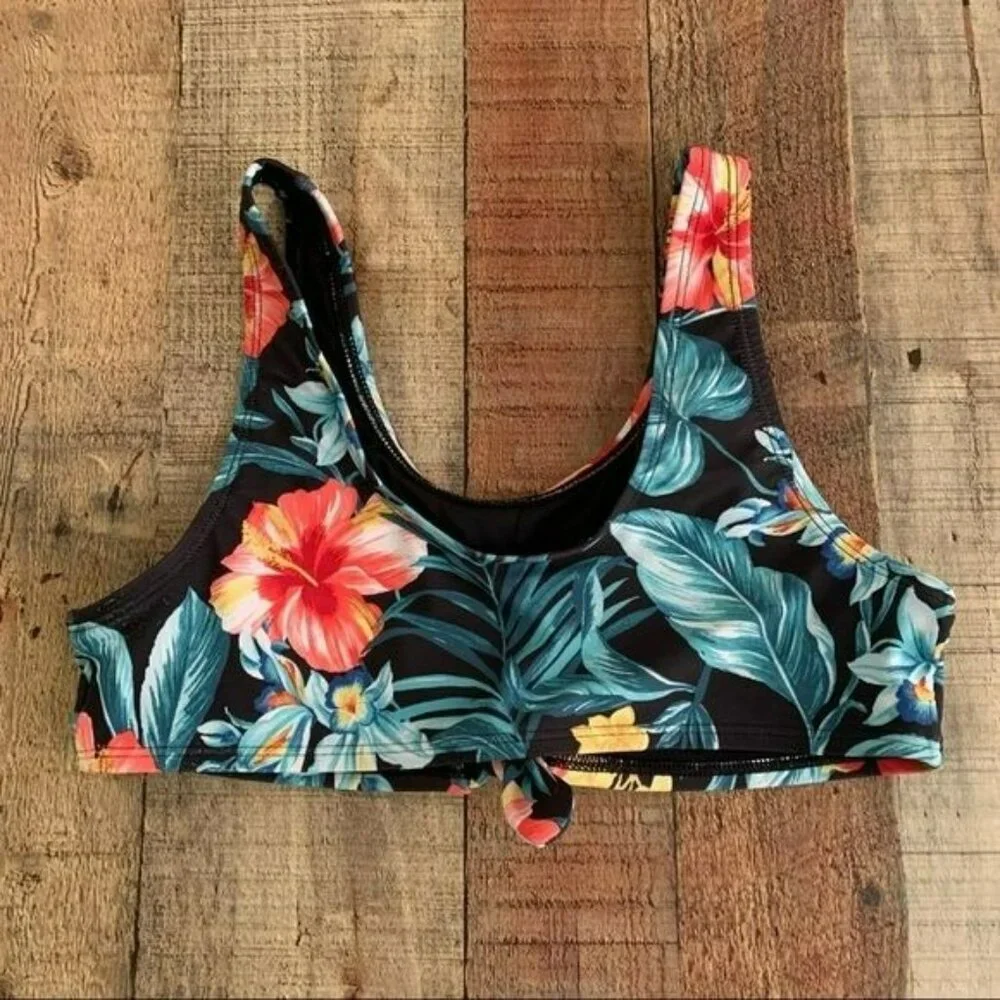 Old navy girls Hawaiian floral print bikini top with tie front